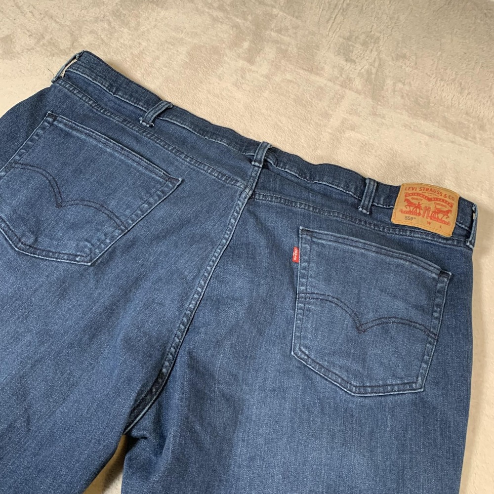 Levis 559 Jeans Mens 46x30 Straight Leg Stretch Denim Relaxed Fit Medium Wash - Picture 15 of 16